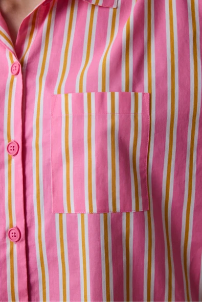 Penti Mara Gömlek Şort Pembe Pijama Takımı - 4