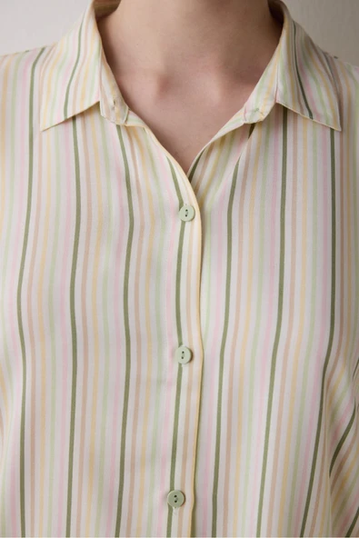 Penti Iris Striped Gömlek Pantolon Çok Renkli Pijama Takımı - 4