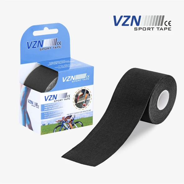 VZN Sport Tape Siyah Renk Kinezyo Sporcu Bandı Ağrı Bandı 5 Metre X 5 Cm - 2