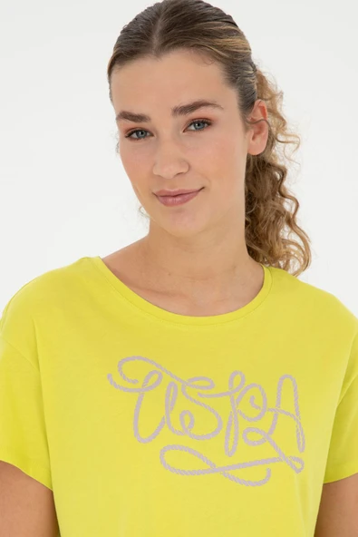 U.S. Polo Assn. Kadın Fıstık Yeşili Bisiklet Yaka Tişört 50286053-VR087 - 2