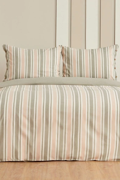 Sarah Anderson Mancy Çift Kişilik İpliği Boyalı Nevresim Takımı Yeşil/Bej - 3