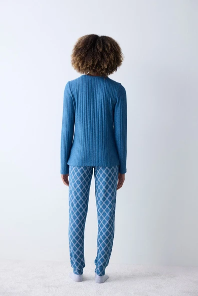 Penti Cozy Time Green Petrol Yeşili Pantolon Pijama Takımı - 5