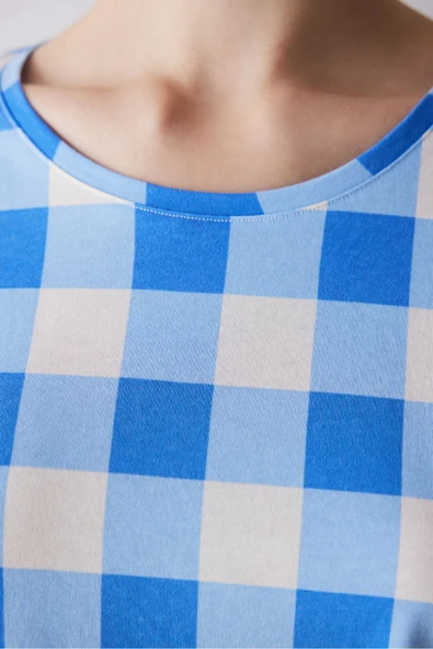 Penti Blue Gingham Şortlu Pijama Takımı - 4