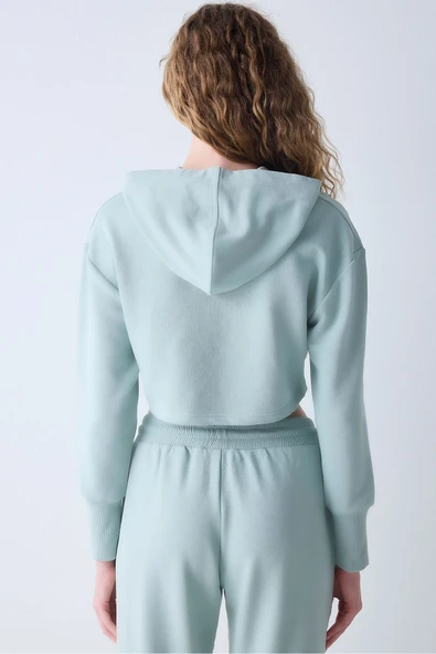 Penti Açık Yeşil Kapüşonlu Ribana Detaylı Sweatshirt - 5