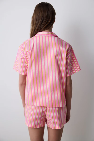 Penti Mara Gömlek Şort Pembe Pijama Takımı - 5