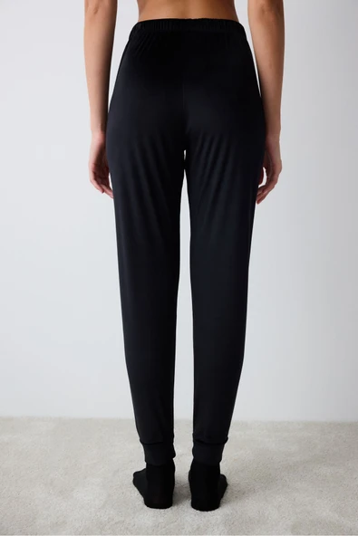 Penti Black Fuzzy Solid Siyah Pantolon Pijama Altı - 4