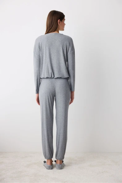 Penti Hailey Koyu Gri Pantolon Pijama Takımı - 5