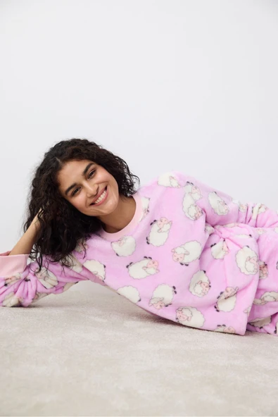 Penti Cute Sheeps Lila Pantolon Pijama Takımı - 4