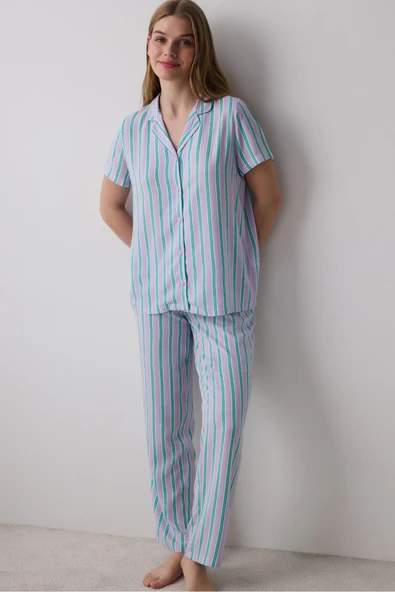 Penti Bon Vivant Gömlek Pantolon Lila Pijama Takımı - 1