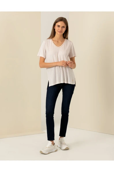 Pierre Cardin Ekru Regular Fit Tişört 50246197-vr019 - 4