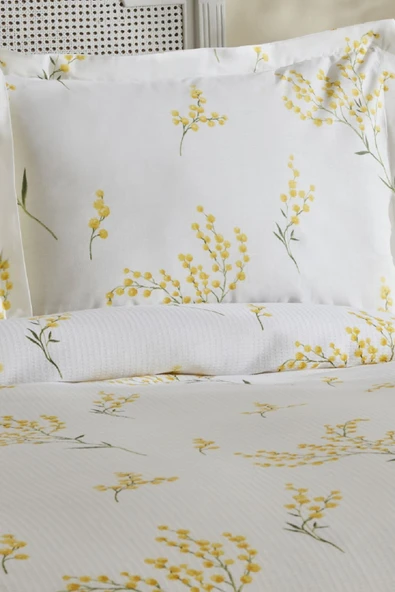 Karaca Home Loretta %100 Pamuk Tek Kişilik Pike Takımı Sarı - 6