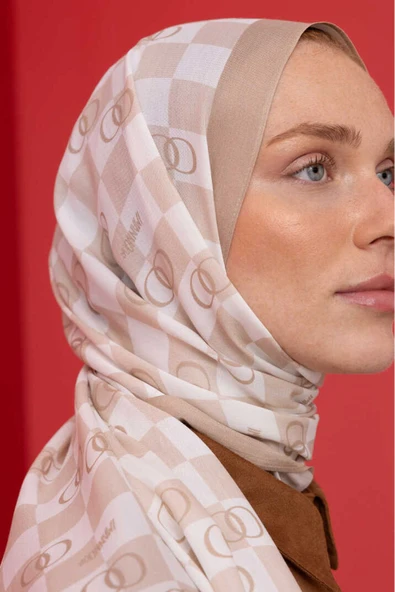 Imannoor Dama Logo Krem Floş Viskon Şal - 2