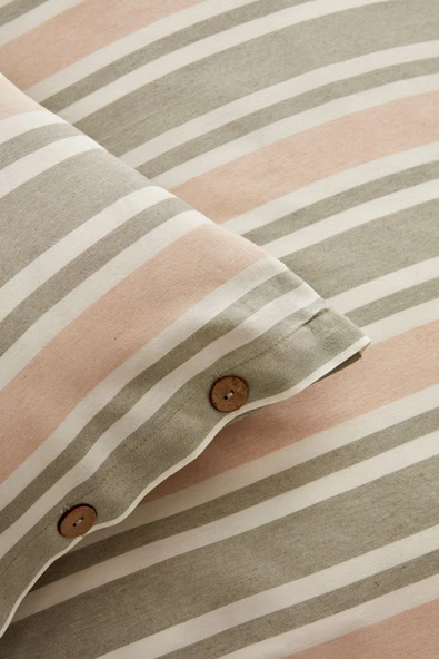 Sarah Anderson Mancy Çift Kişilik İpliği Boyalı Nevresim Takımı Yeşil/Bej - 8