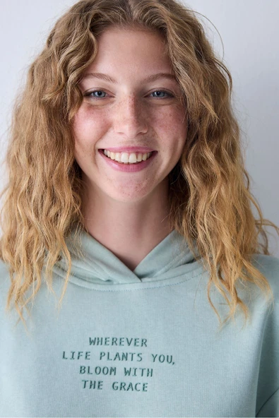 Penti Açık Yeşil Kapüşonlu Ribana Detaylı Sweatshirt - 3