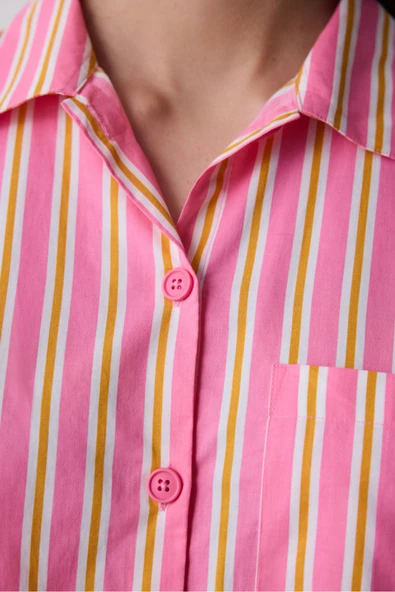 Penti Mara Gömlek Şort Pembe Pijama Takımı - 3