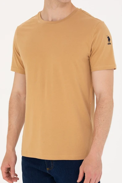 U.S. Polo Assn. Erkek Camel Basic Bisiklet Yaka Tişört 50264916-VR015 - 6
