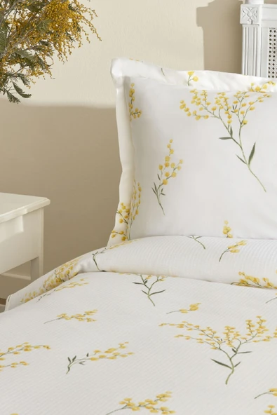 Karaca Home Loretta %100 Pamuk Tek Kişilik Pike Takımı Sarı - 7