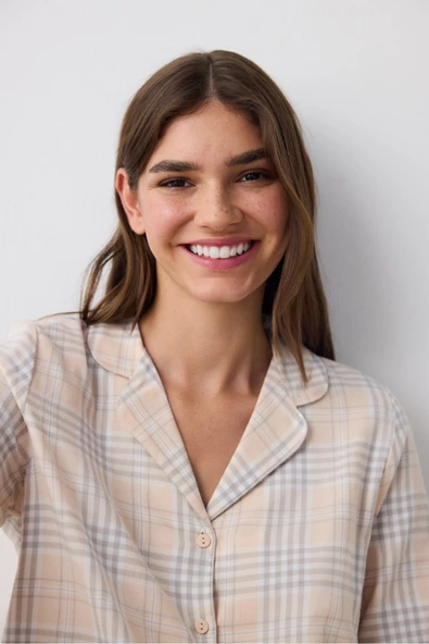 Penti Pamuklu Ellie Checked Gömlek Pantolon Pijama Takımı - 3