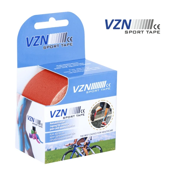VZN Sport Tape Kırmızı Renk Kinezyo Sporcu Bandı Ağrı Bandı 5 Metre X 5 Cm - 2