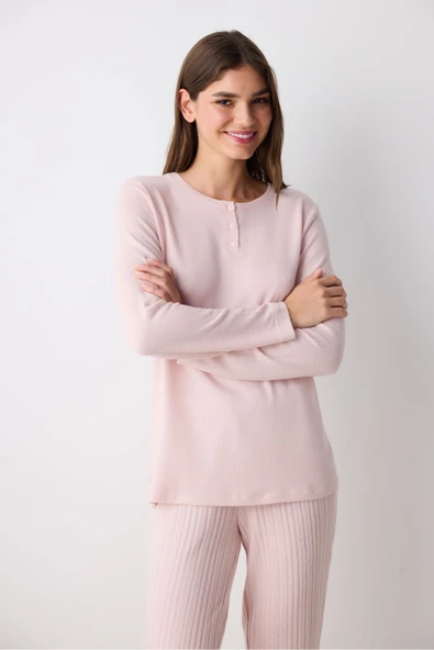 Penti Pink Soft Gül Kurusu Pembe Pantolon Pijama Takımı - 2