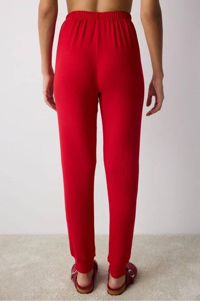 Penti Çiçekli Kırmızı Termal Pijama Altı - 5