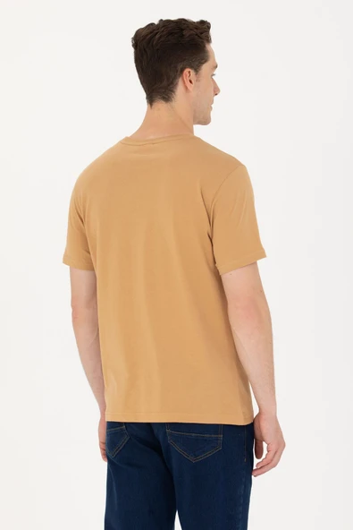 U.S. Polo Assn. Erkek Camel Basic Bisiklet Yaka Tişört 50264916-VR015 - 5