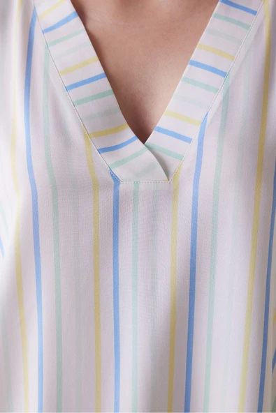 Penti Renkli Çizgili Çok Renkli Şort Pijama Takımı - 4