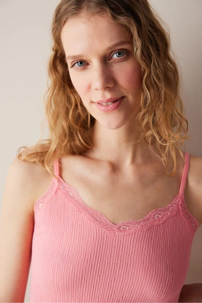 Penti Lace Textured Dantel  Pembe Üst - 2