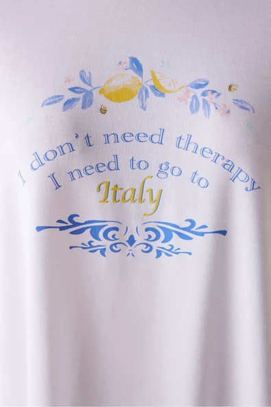 Penti Lemons Beyaz Tişört Pijama Üstü - 5