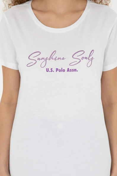 U.S. Polo Assn. Kadın Beyaz Bisiklet Yaka Tişört 50294748-vr013 - 6