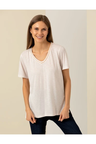 Pierre Cardin Ekru Regular Fit Tişört 50246197-vr019 - 3