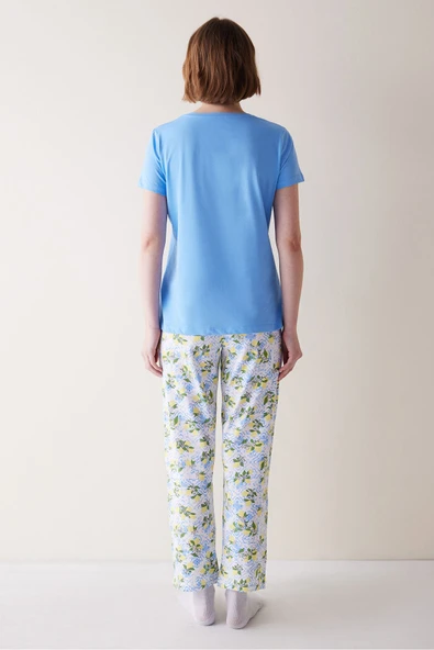 Penti Lemon Mavi Pantolon Pijama Takımı - 4