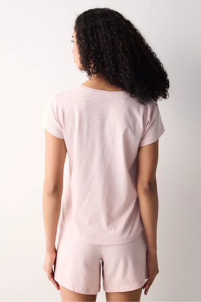Penti Pamuklu Pink Heart Şortlu Pembe Pijama Takımı - 4
