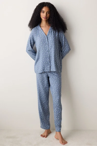 Penti Chloe Gömlek Pantolon Gri Pijama Takımı