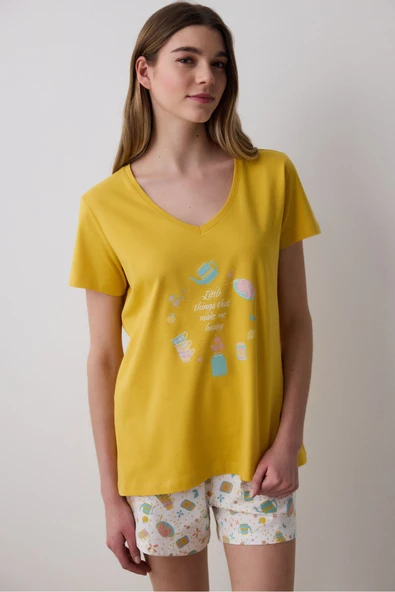 Penti Little Things Şortlu Çok Renkli Pijama Takımı - 1