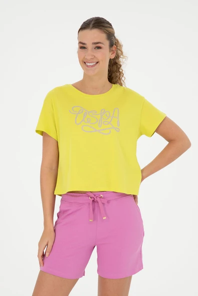 U.S. Polo Assn. Kadın Fıstık Yeşili Bisiklet Yaka Tişört 50286053-VR087