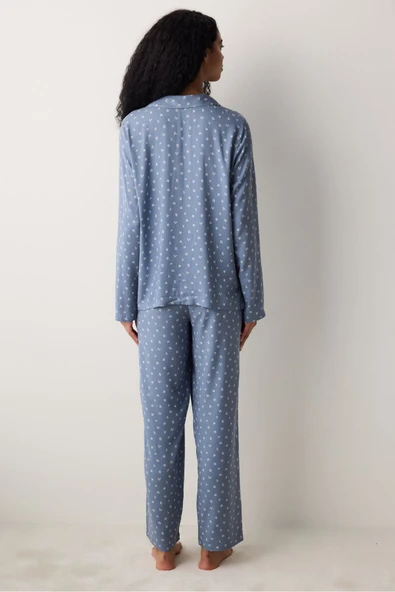 Penti Chloe Gömlek Pantolon Gri Pijama Takımı - 5