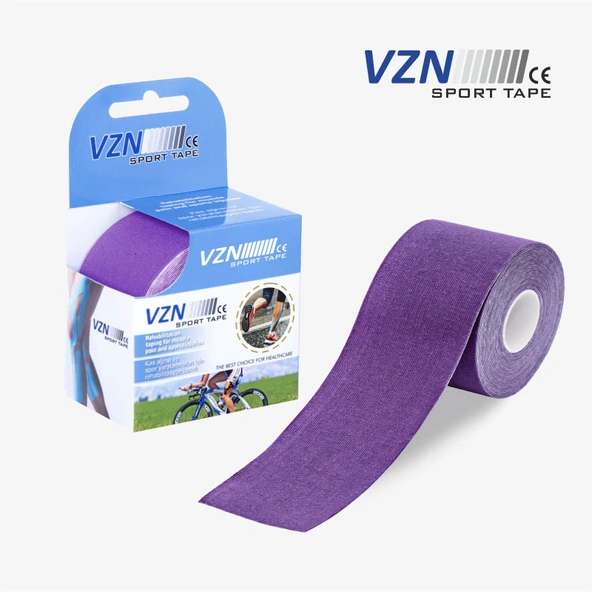 VZN Sport Tape Mor Renk Kinezyo Sporcu Bandı Ağrı Bandı 5 Metre X 5 Cm