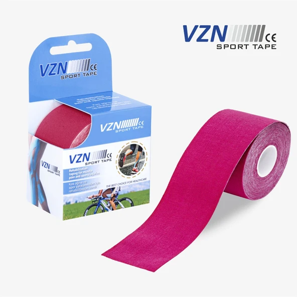 VZN Sport Tape Pembe Renk Kinezyo Sporcu Bandı Ağrı Bandı 5 Metre X 5 Cm