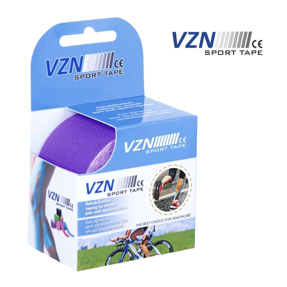 VZN Sport Tape Mor Renk Kinezyo Sporcu Bandı Ağrı Bandı 5 Metre X 5 Cm - 2