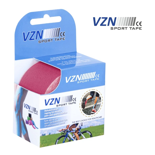 VZN Sport Tape Pembe Renk Kinezyo Sporcu Bandı Ağrı Bandı 5 Metre X 5 Cm - 2