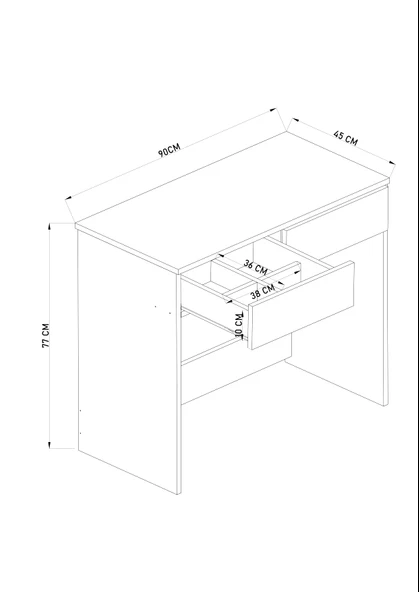 Mars İki Çekmeceli Tabureli Makyaj Masası - Resim 4