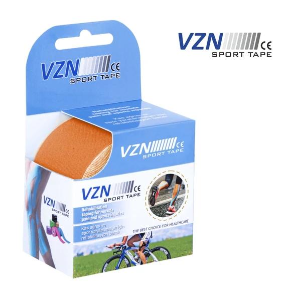 VZN Sport Tape Turuncu Renk Kinezyo Sporcu Bandı Ağrı Bandı 5 Metre X 5 Cm - 2