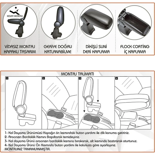 OPEL CORSA E ARACA ÖZEL KOL DAYAMA VİDASIZ KOLÇAK 2014 2015 2016 2017 2018 2019 - Resim 4