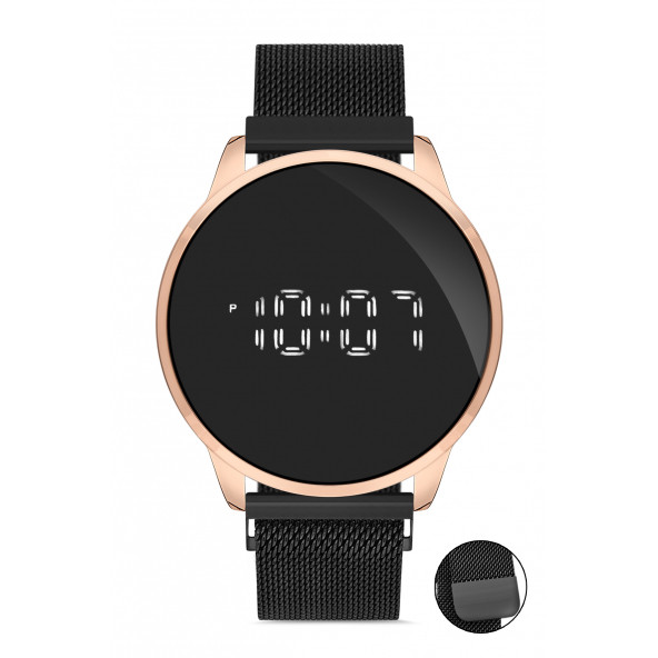 DESİNGSHOP Mıknatıslı Hasır Kordon Dijital Dokunmatik Unisex Kol Saati dsg5674