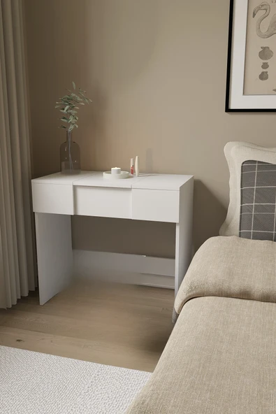 Anka Çekmeceli Aynalı Kapaklı Makyaj Masası Beyaz - 2