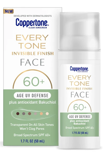 Coppertone Every Tone SPF60+ Age UV Defense Şeffaf Yüz Güneş Kremi 50ML