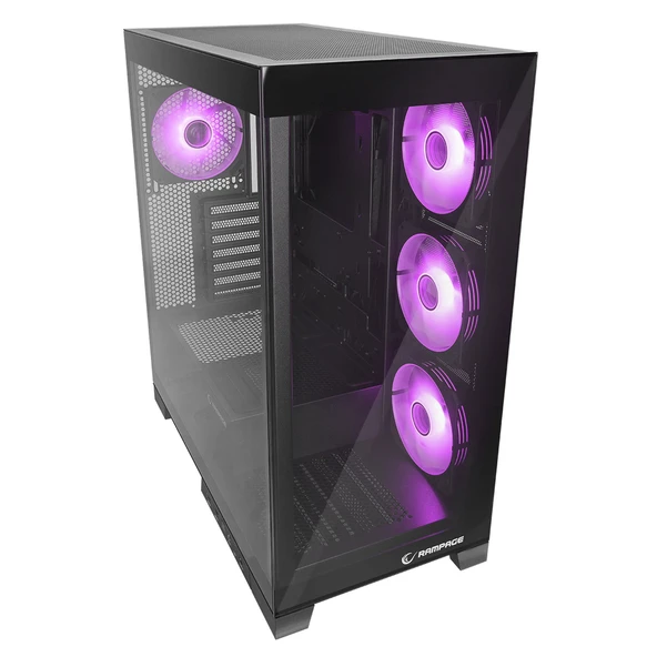 Rampage HYDRA V2 4*ARGB Fan+Hub Temperli Cam E-ATX Exclusive Siyah Oyuncu Kasası - 2