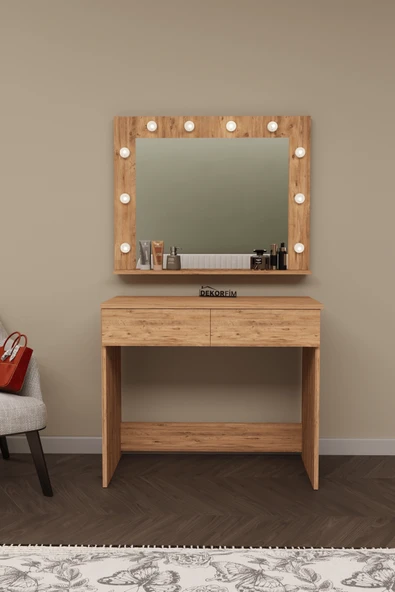 Sakura Işıklı Aynalı Çekmeceli Makyaj Masası - 8