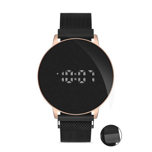 DESİNGSHOP Mıknatıslı Hasır Kordon Dijital Dokunmatik Unisex Kol Saati dsg5678